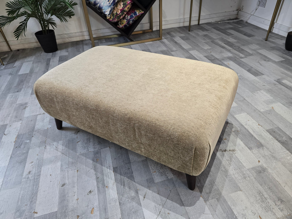 Mayfair Designer Footstool - Linen Look Chenille Caramel All Over