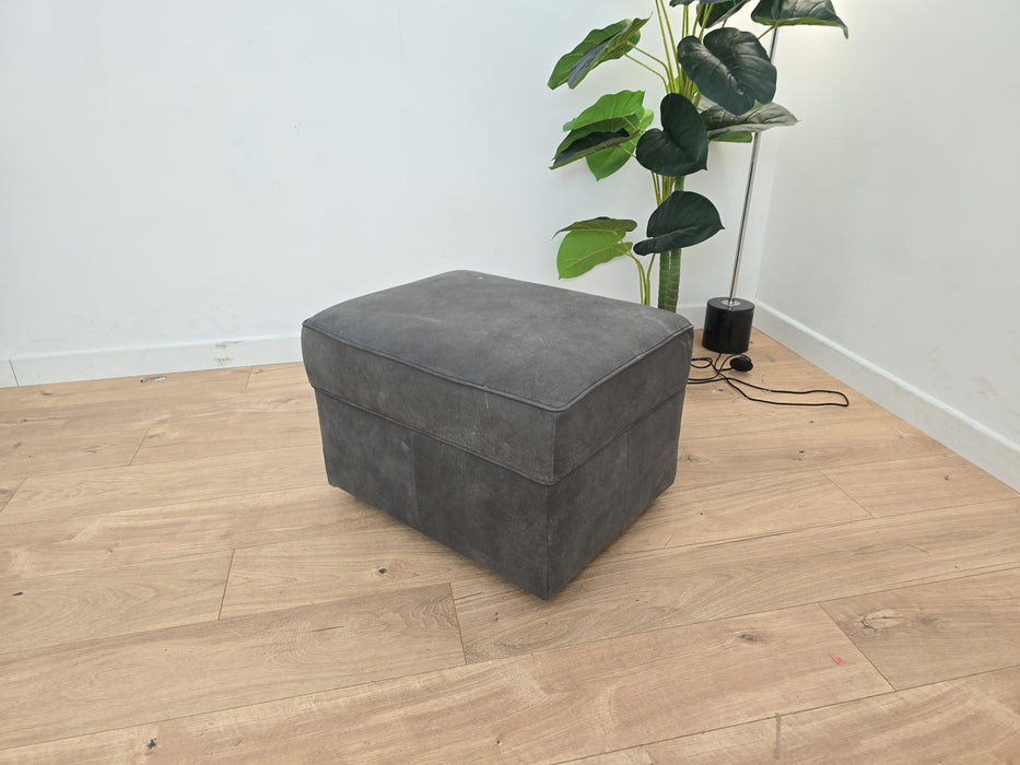 Bartello Footstool - Leather - Charcoal