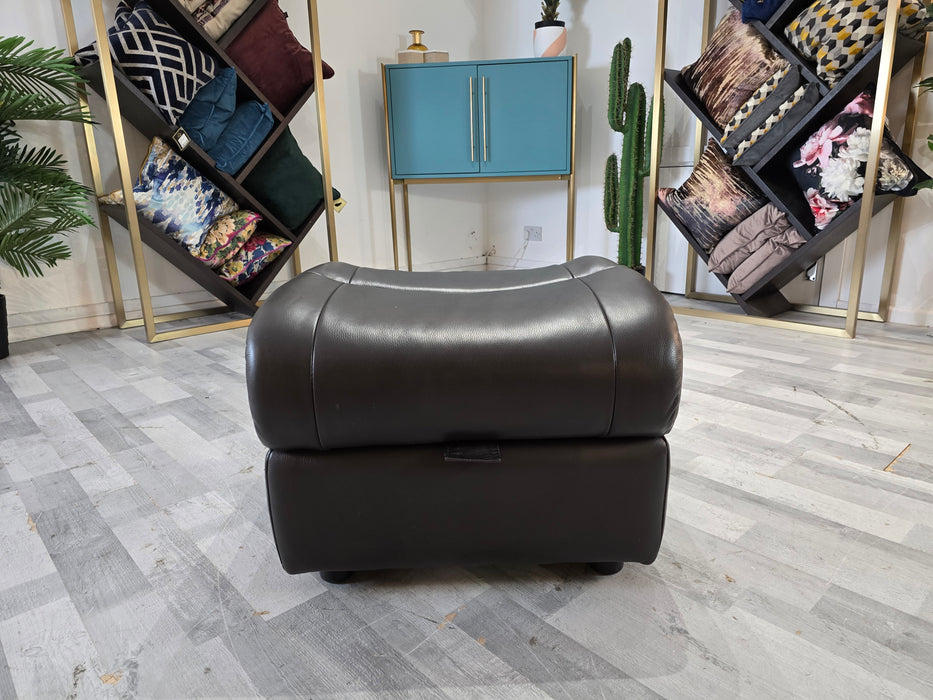 Benton Storage Footstool - Leather - Black Coffee