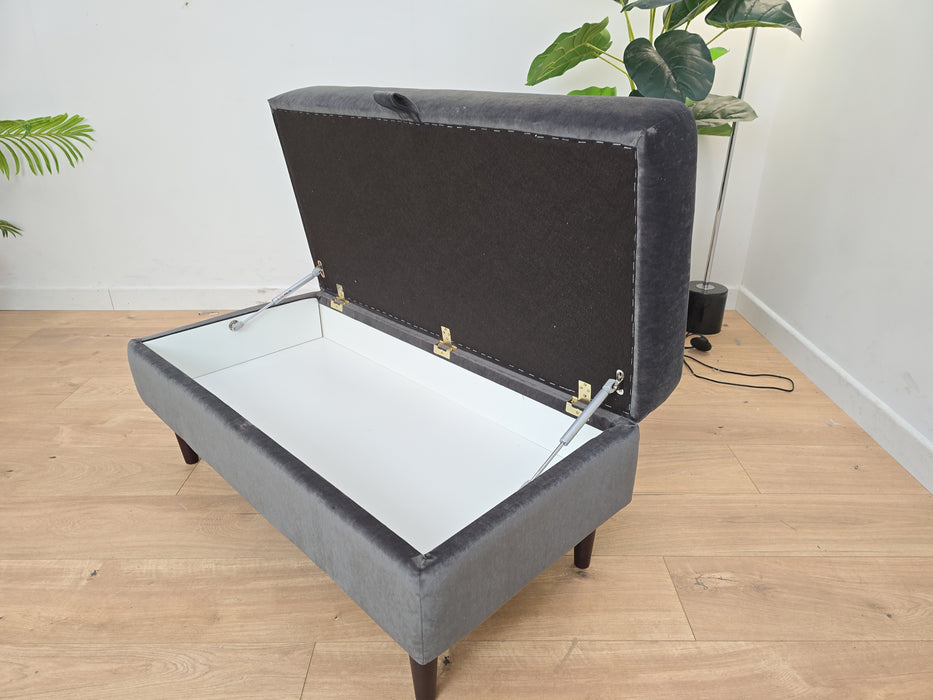 Pimlico Footstool - Fabric - Velvet Charcoal