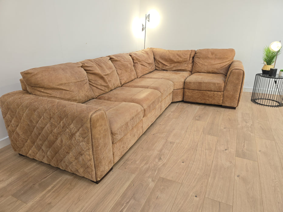 Mazzini 3 Corner 1 - Leather Sofa - Utah Tan