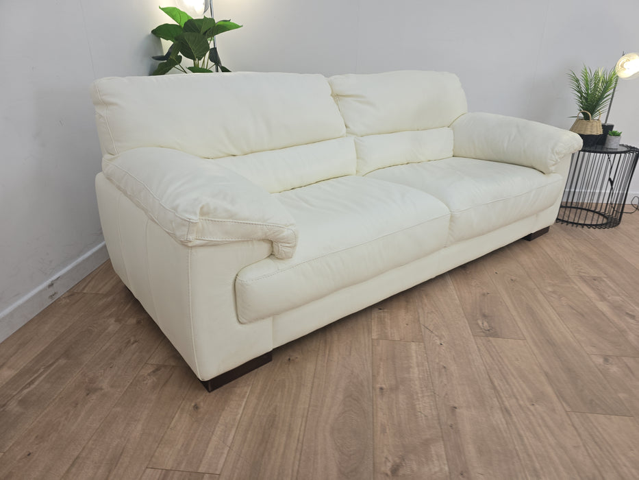 Santino 3 Seater  Sofa - Leather - Hampshire Aspen White