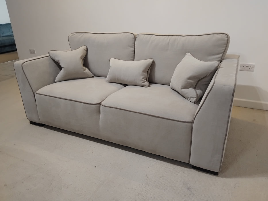 Sofology Russo Fabric 3 Seater in Soft Chenille Contrast Piping Linen Mix