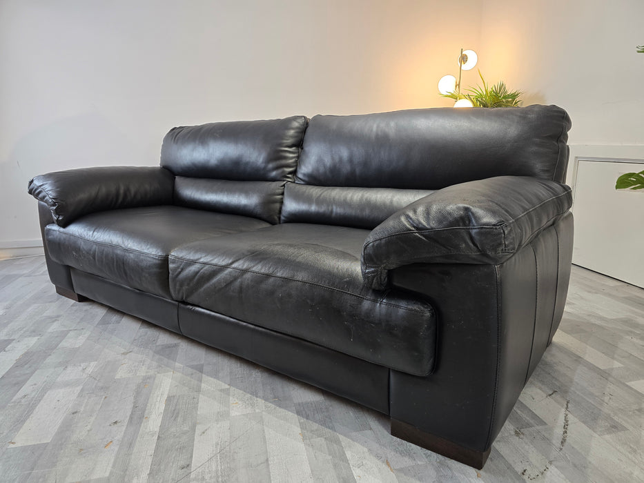 Santino 3 seater - Leather Sofa - Caruso Black