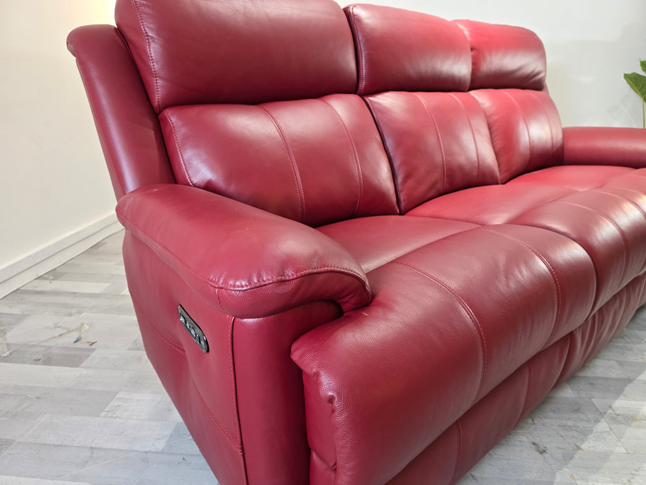 Gracie 3 Seater - Trusty Sheen Leather Cranberry - Power Recliner