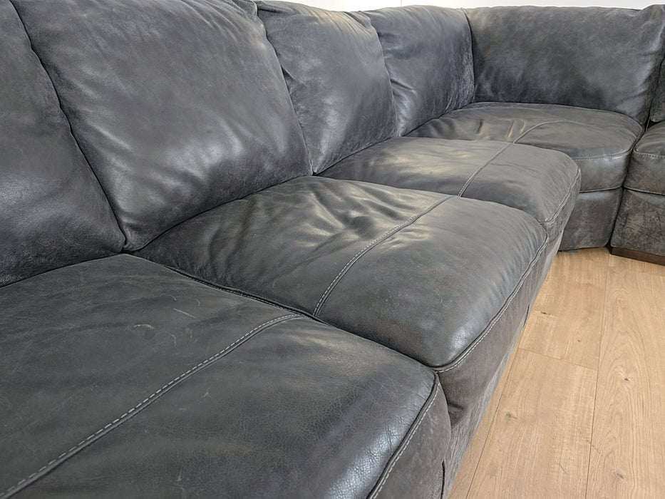 Mazzini 3 Corner 1 - Leather Sofa - Utah Grey