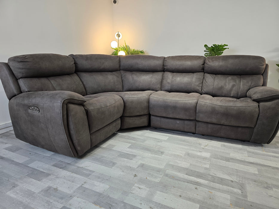 Radleigh 1 Corner 2 - Power Recliner - Leather Sofa - Aspen Grey