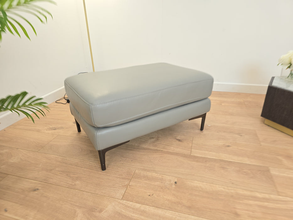 Lucca Footstool - Leather - Lead Grey