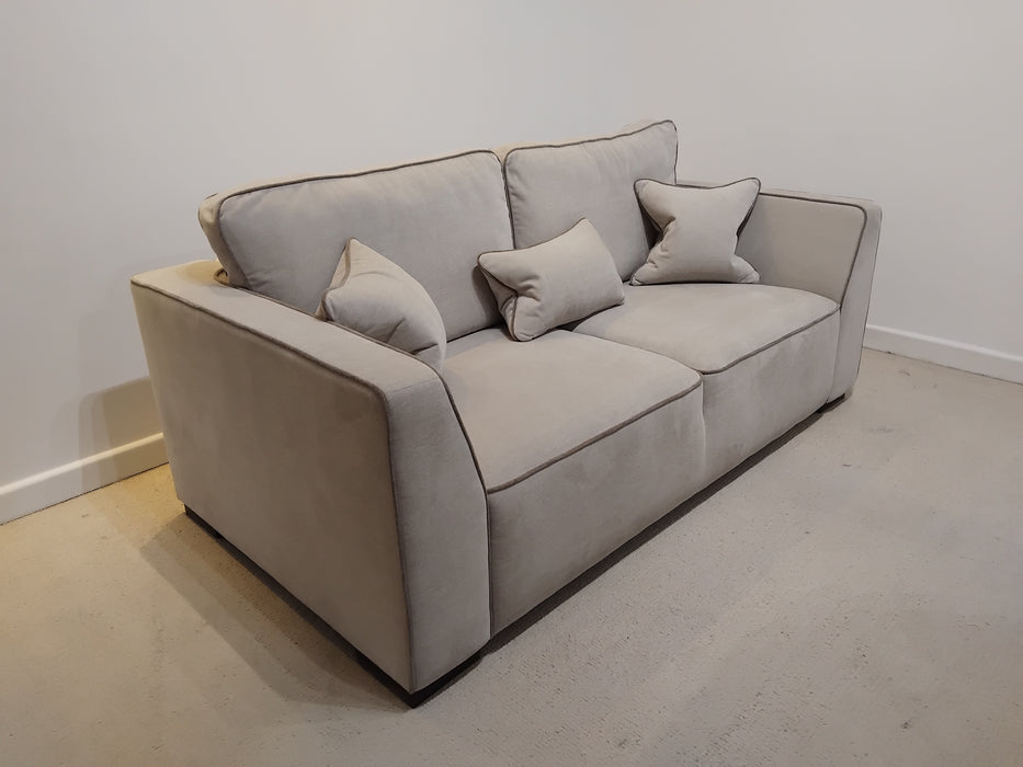 Sofology Russo Fabric 3 Seater in Soft Chenille Contrast Piping Linen Mix