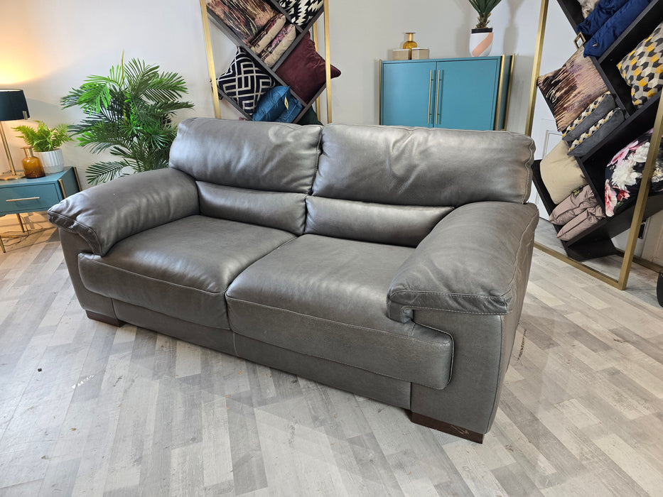 Santino 2 Seater - Leather Sofa - Apollo Grey