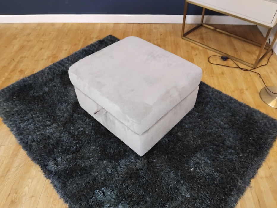 Sofology Luella Fabric Small Storage Footstool in Soft Sherpa Silver