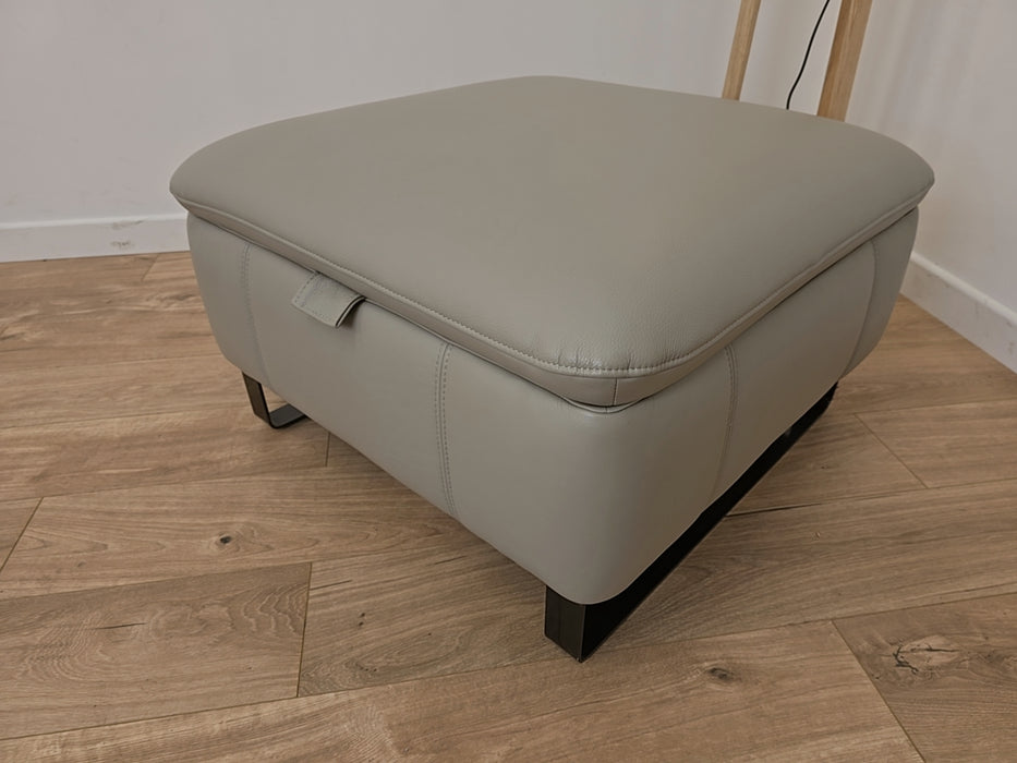 Buxton - Leather Storage Footstool  - Lead Grey