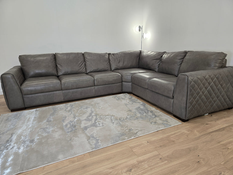 Mazzini 3 Corner 2 - Leather Sofa - Dakota Grey