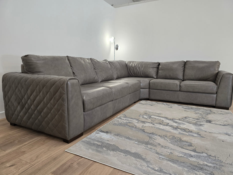 Mazzini 3 Corner 2 - Leather Sofa - Dakota Grey