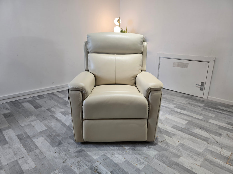 Parker 1 Seater - Trusty Sheen Leather Bone China - Power Rise and Recline