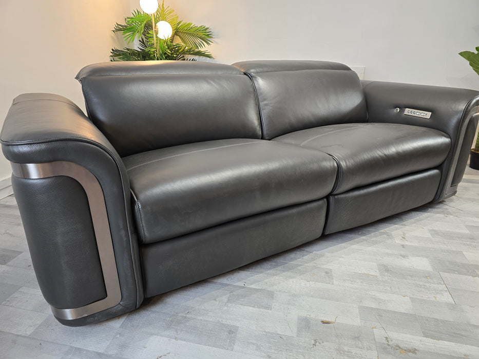 Plaza 2.5 Seater - Trusty Embossed Leather Charcoal - Power Recliner