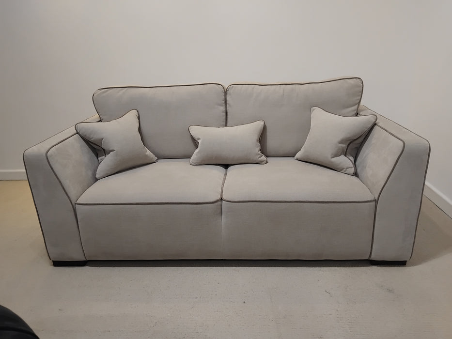 Sofology Russo Fabric 3 Seater in Soft Chenille Contrast Piping Linen Mix