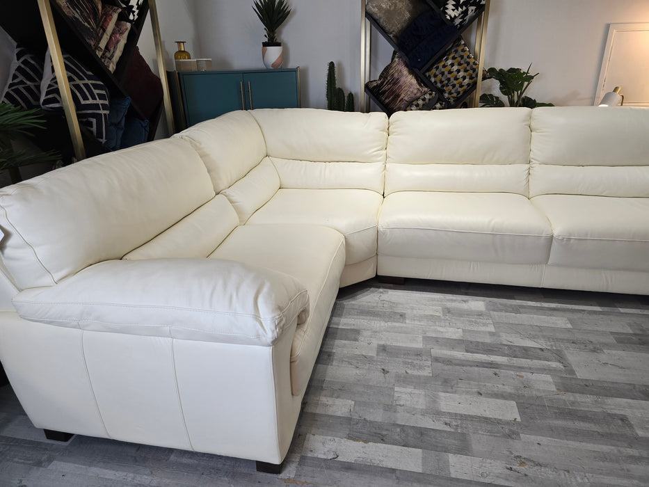 Santino 1 Corner 3 - Leather Sofa - Hampshire Aspen White