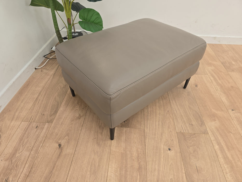 Milano Footstool - Leather - Grey