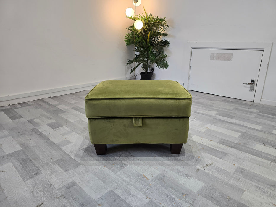 Canterbury Storage Footstool - Velvet Olive All Over