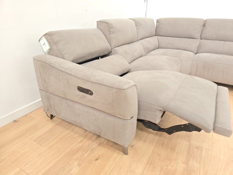 Dakota 2 Corner 1 Terminal Corner Sofa - Fabric - Power Recliner, Power Hdrsty -  Lifestyle Textured Charcoal