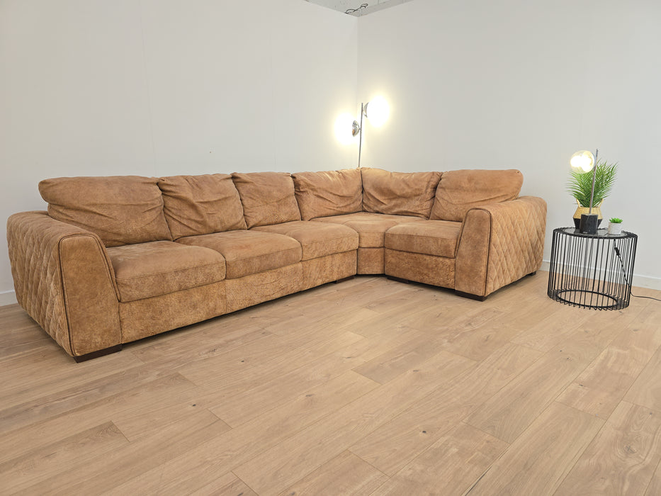 Mazzini 3 Corner 1 - Leather Sofa - Utah Tan