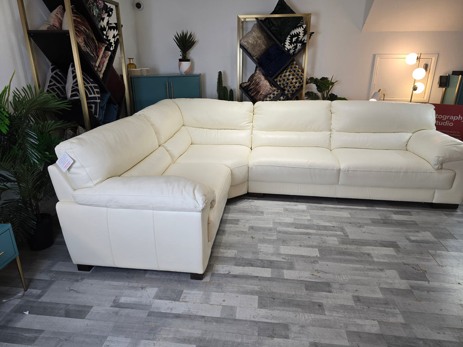 Santino 1 Corner 3 - Leather Sofa - Hampshire Aspen White