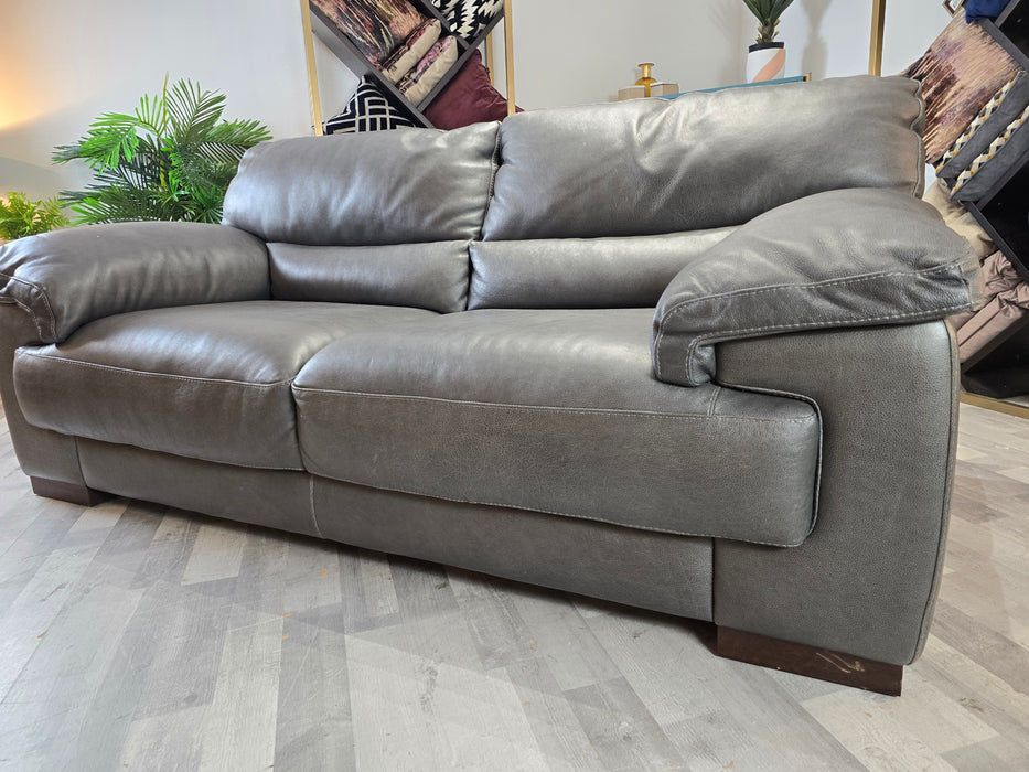 Santino 2 Seater - Leather Sofa - Apollo Grey