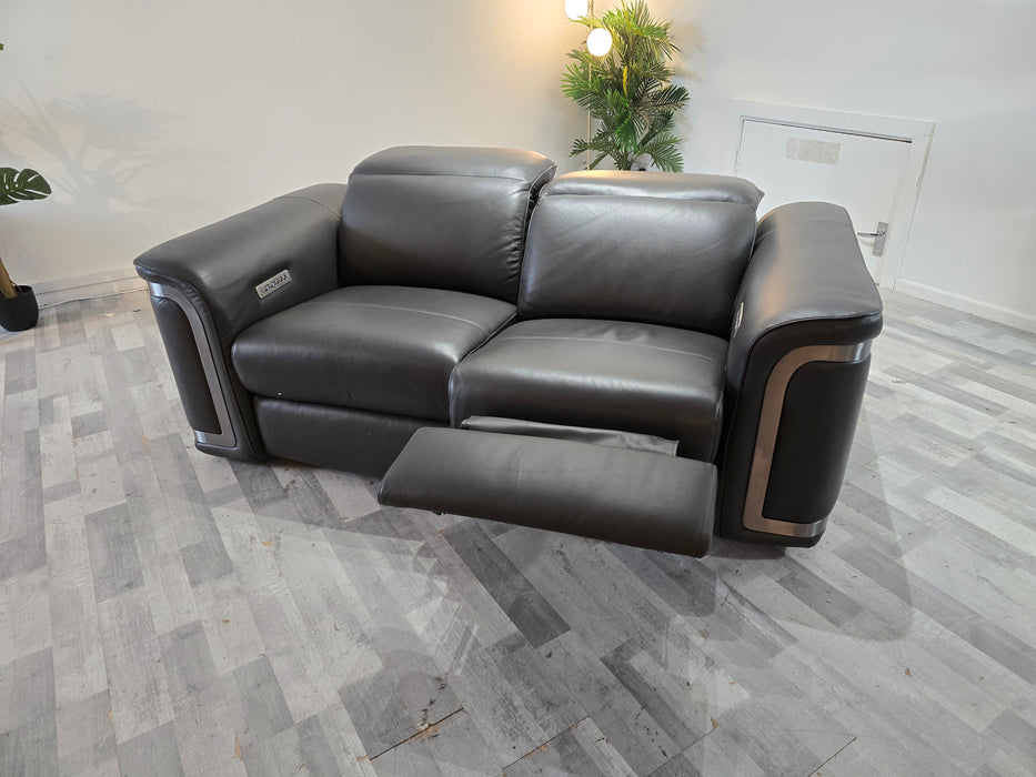 Plaza 2 Seater - Trusty Embossed Leather Charcoal - Power Recliner