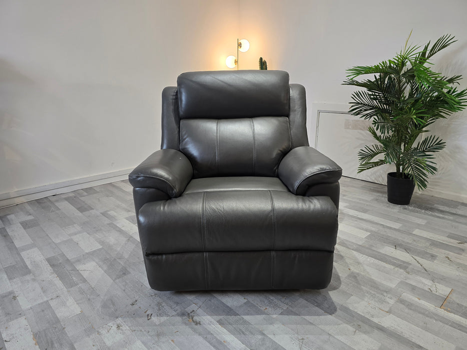 Gracie 1 Seater - Leather Power Reclining Chair - Charcoal