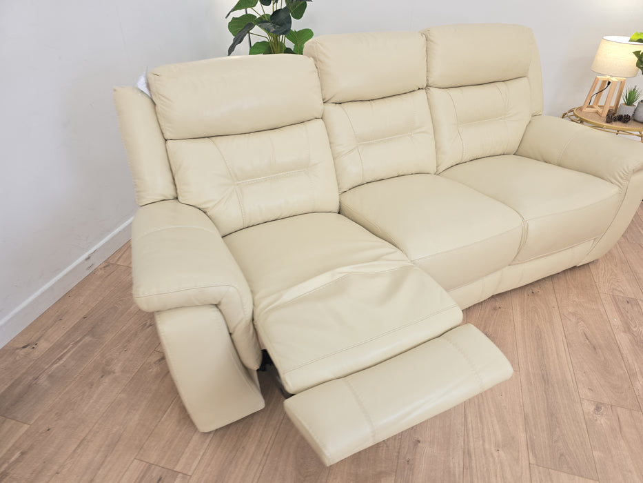 Winston 3 Seater Sofa - Leather - Bone China