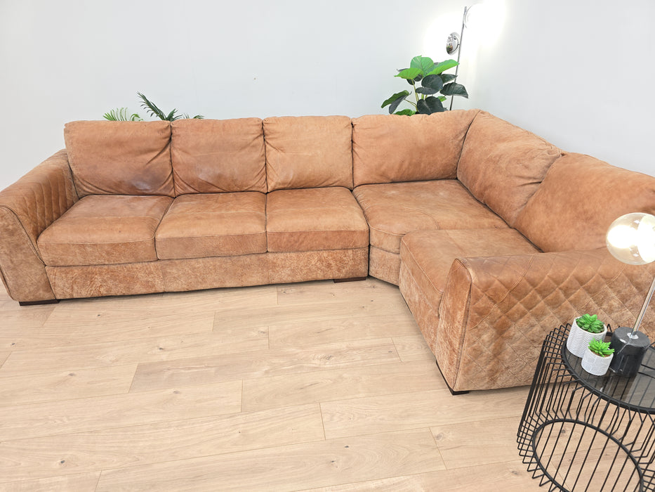 Mazzini 3 Corner 1 - Leather Sofa - Utah Tan