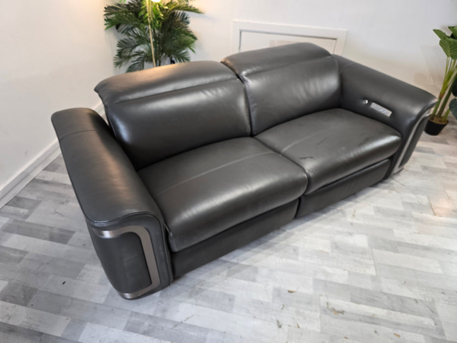 Plaza 2.5 Seater - Trusty Embossed Leather Charcoal - Power Recliner