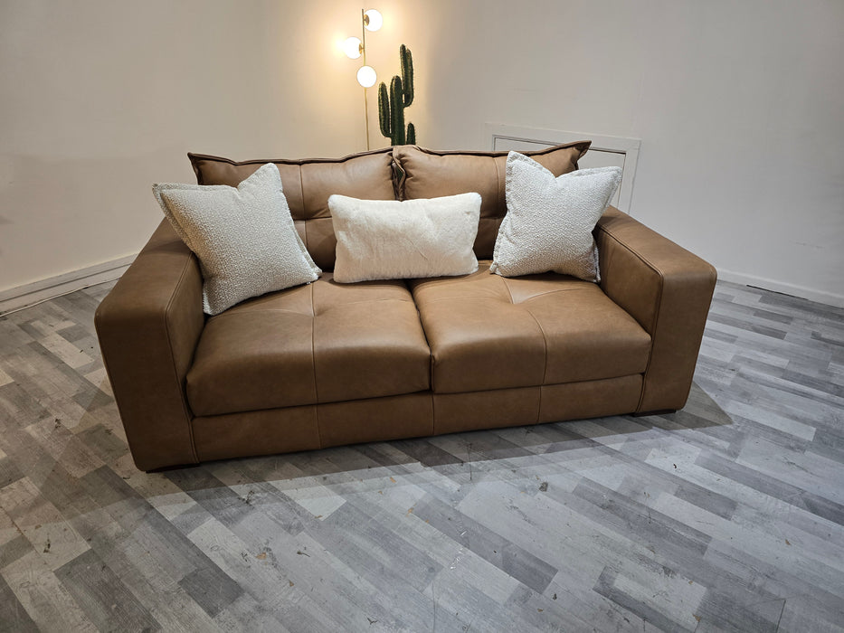 Artisan 3 Seater -Relaxed Natural Grain Leather Tan/Natural Mix