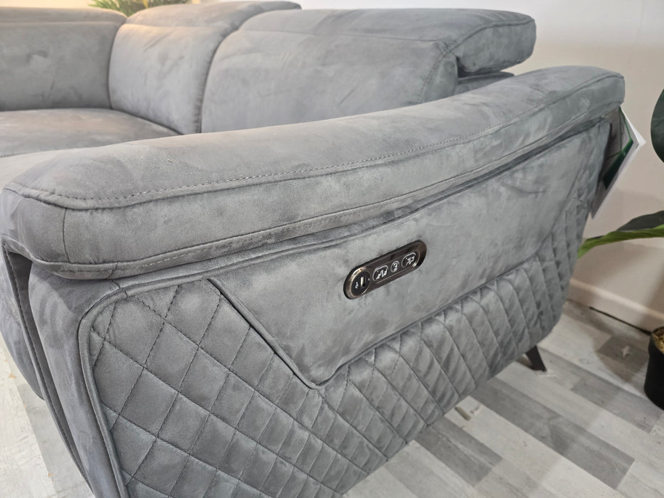 Ezra 3 Corner 1.5  - Lifestyle Plush Fabric Lead Grey - Power Recliner