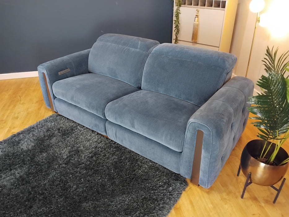 Sofology Kingsbridge Fabric 2.5 Seater Power Recliner/Headrest in Relaxed Chenille Denim