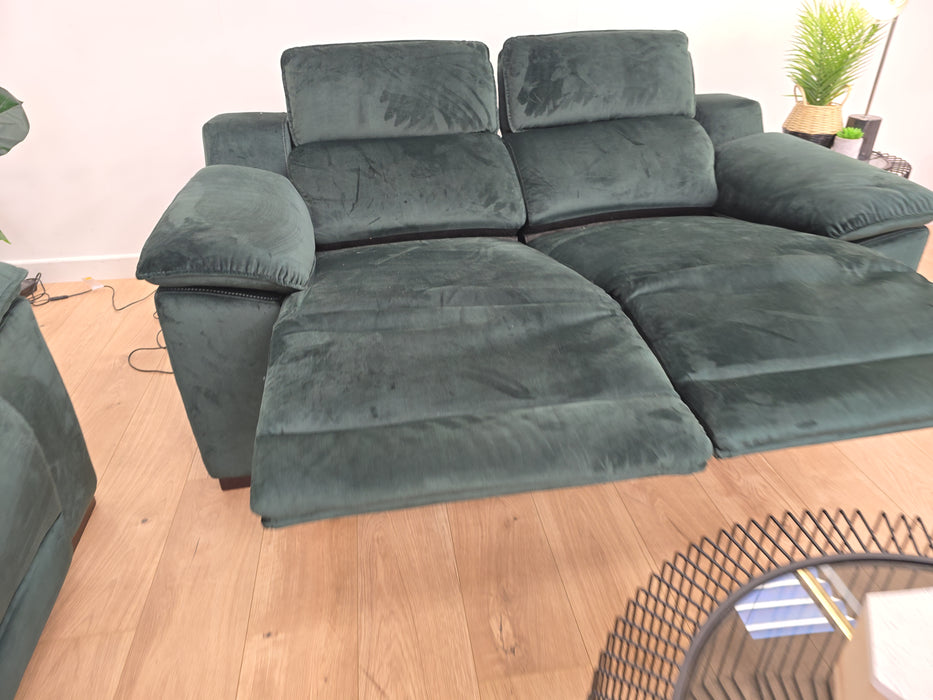 Benz 3 + 2 Seater Sofa Set - Fabric - Power Recliner - Heritage Bottle Green