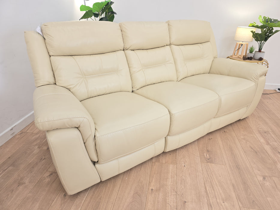 Winston 3 Seater Sofa - Leather - Bone China