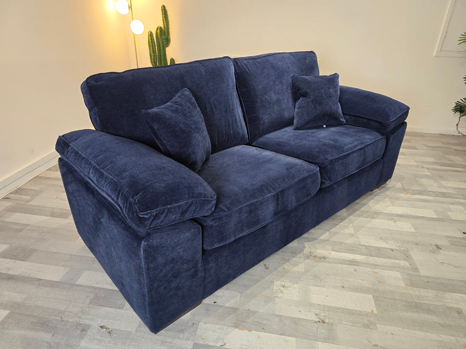 Brixton 3 Seater - Fabric Sofa -  Soft Chenille Navy All Over