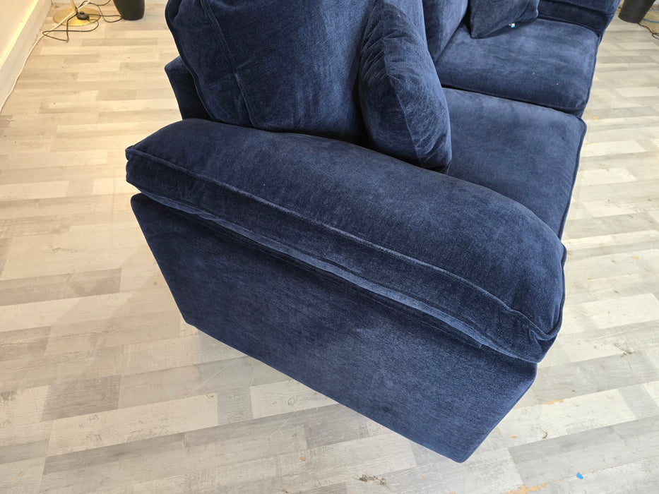 Brixton 3 Seater - Fabric Sofa -  Soft Chenille Navy All Over