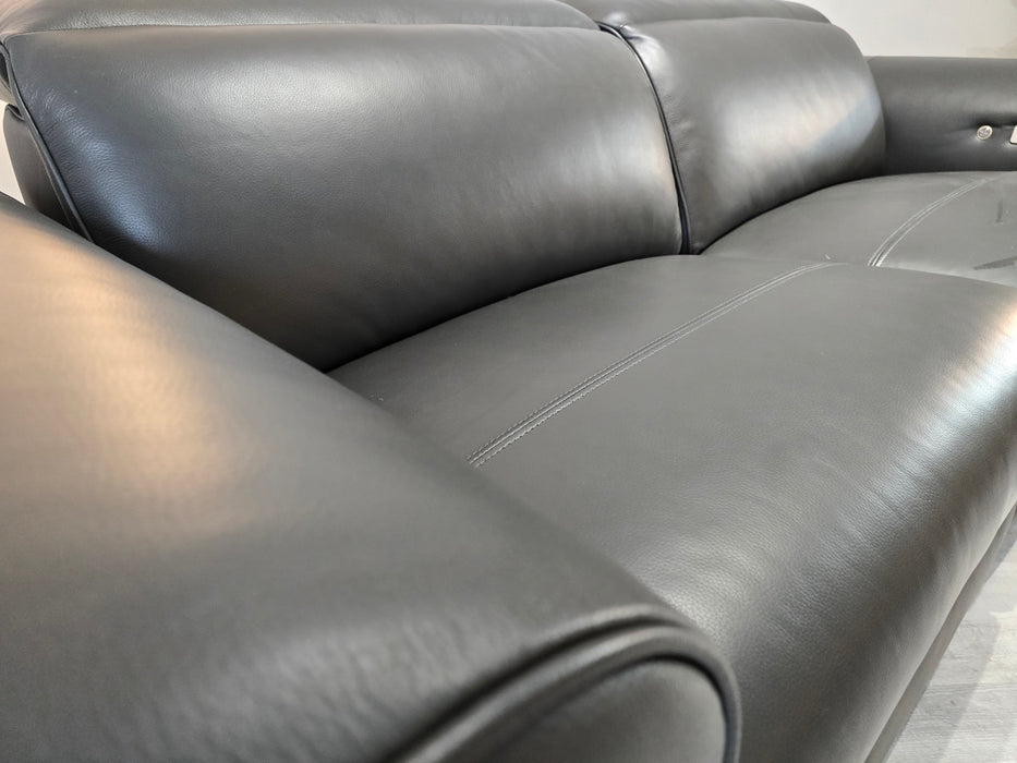 Plaza 2.5 Seater - Trusty Embossed Leather Charcoal - Power Recliner