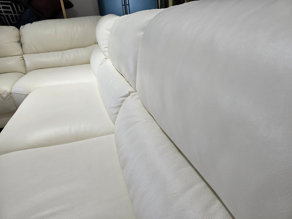 Santino 1 Corner 3 - Leather Sofa - Hampshire Aspen White