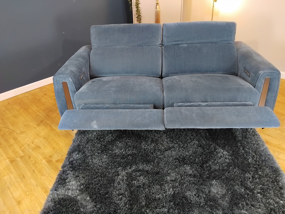 Sofology Kingsbridge Fabric 2.5 Seater Power Recliner/Headrest in Relaxed Chenille Denim