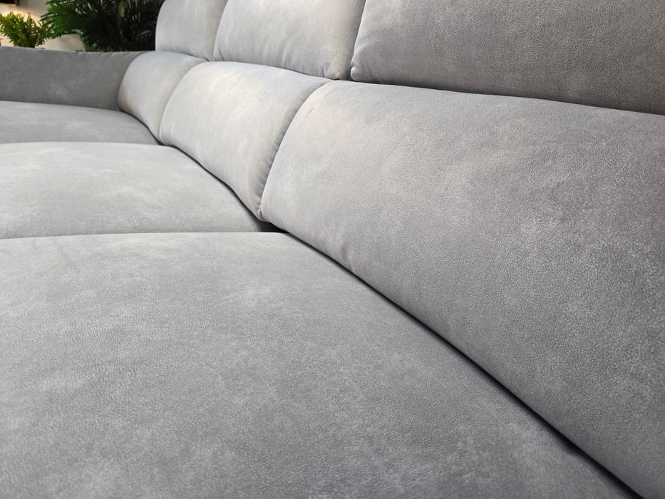 Missouri 3 Seater Chaise - Lifestyle Flecked Fabric Silver - Power Recliner