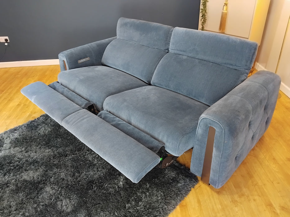 Sofology Kingsbridge Fabric 2.5 Seater Power Recliner/Headrest in Relaxed Chenille Denim