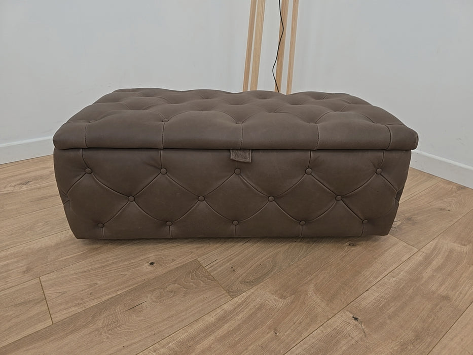 Venezia Storage Footstool - Leather - Chocolate