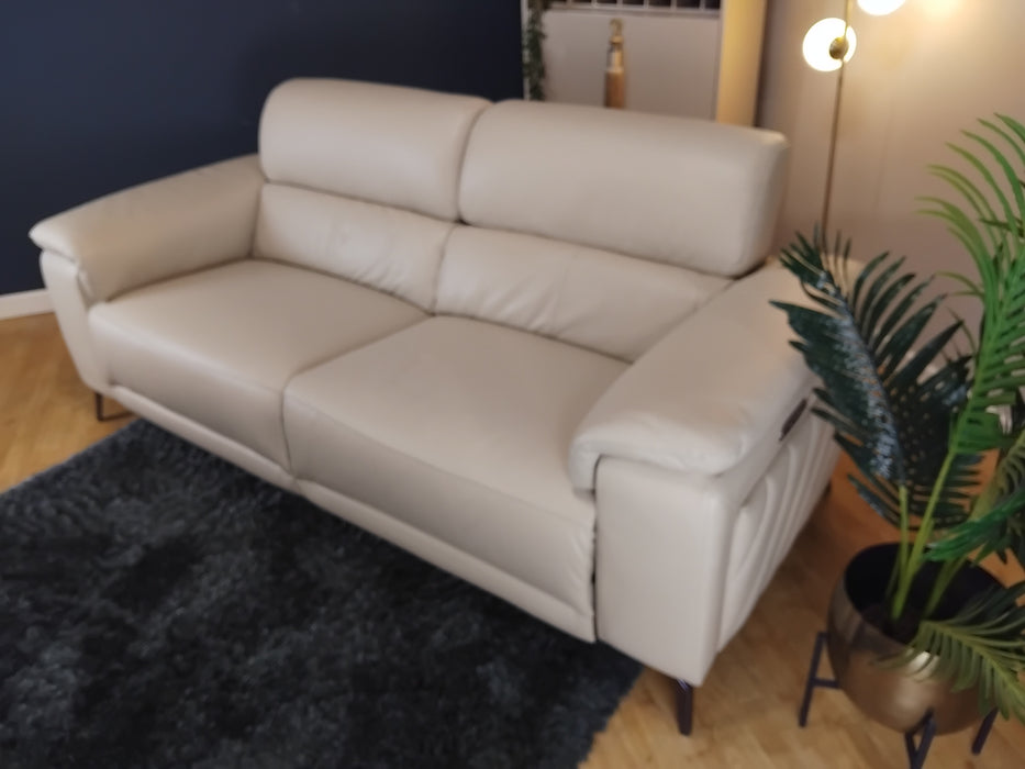 Sofology The Fratelli Leather 2.5 Seater Power Recliner/Headrest in Trusty Embossed Bone China