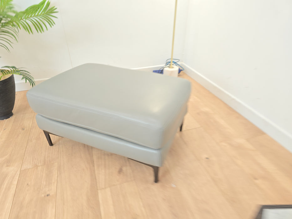 Lucca Footstool - Leather - Lead Grey