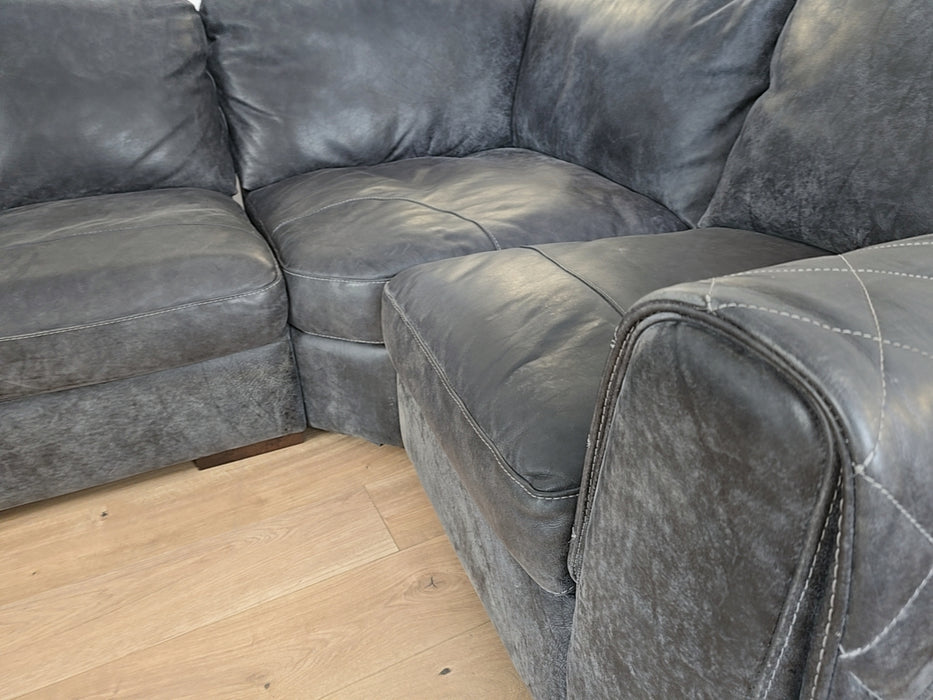 Mazzini 3 Corner 1 - Leather Sofa - Utah Grey