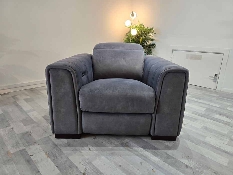 Mason 1 Seater - Leather - Dexter Charcoal - Power Recliner